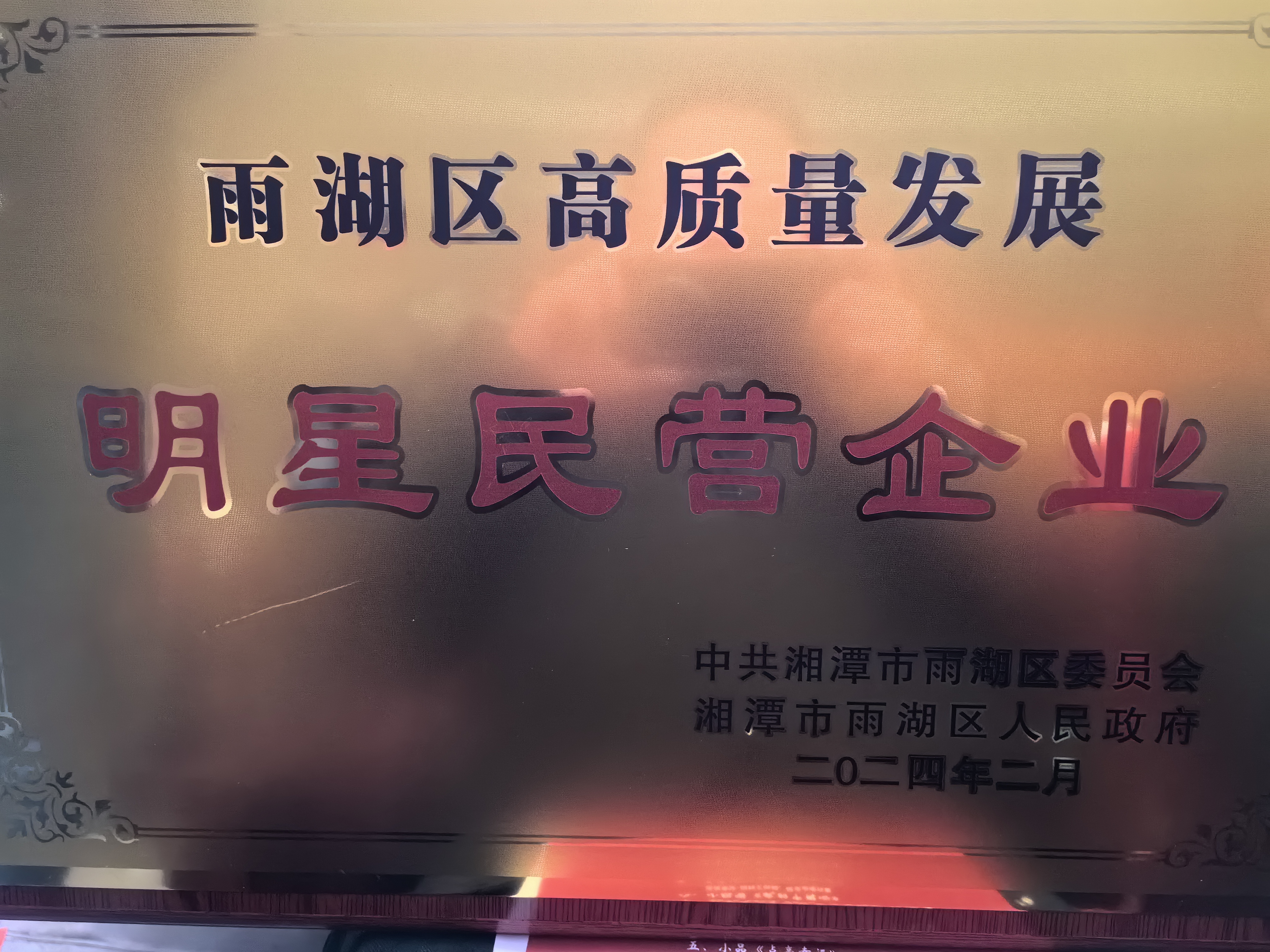 xingkong星空平台（中国）集团荣获“雨湖区高质量发展明星民营企业”称号